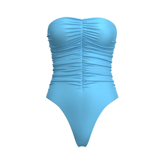 Casablanca blue strapless swimsuit – front view