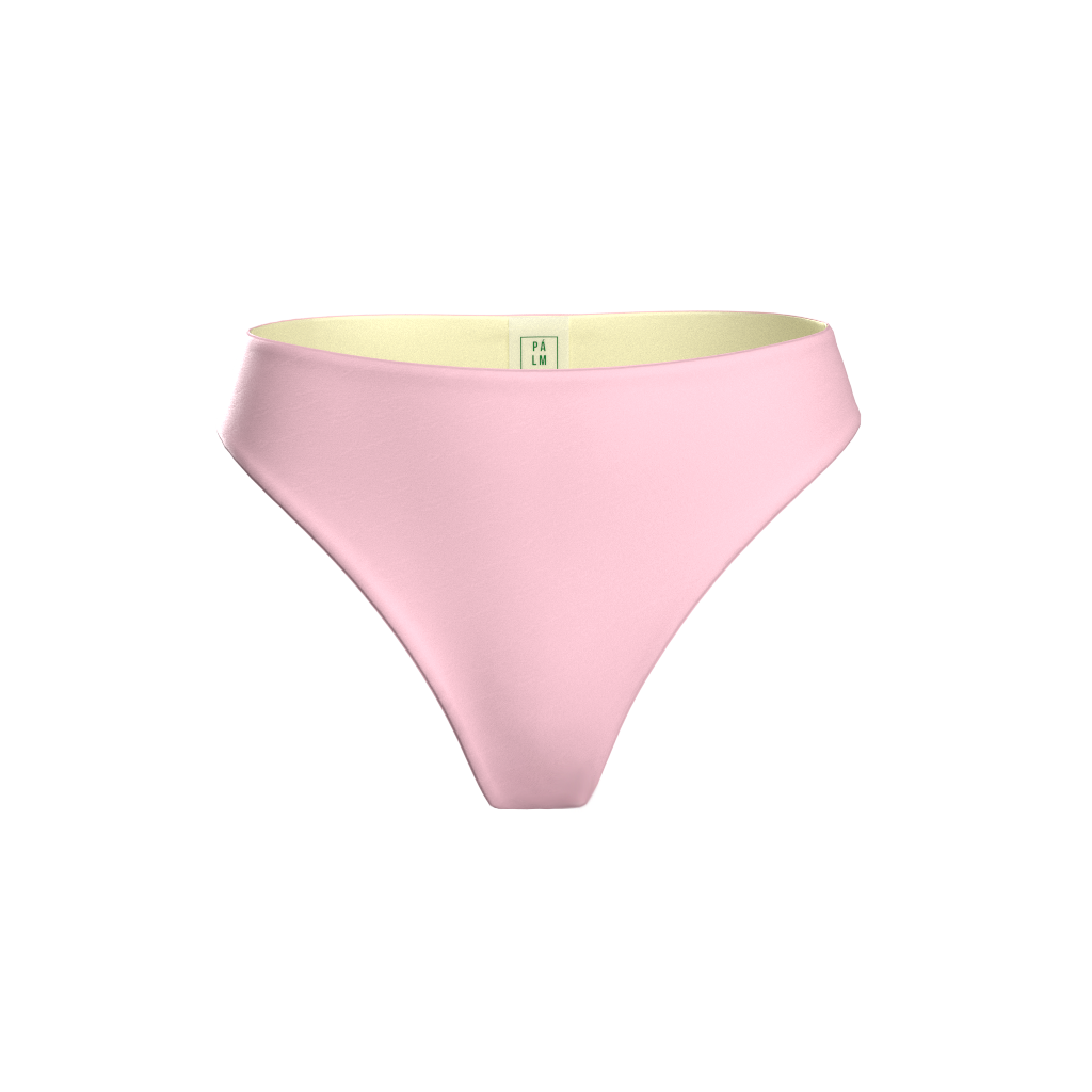 Mexico Yellow and Pink reversible bikini bottom, Pink side front product view
