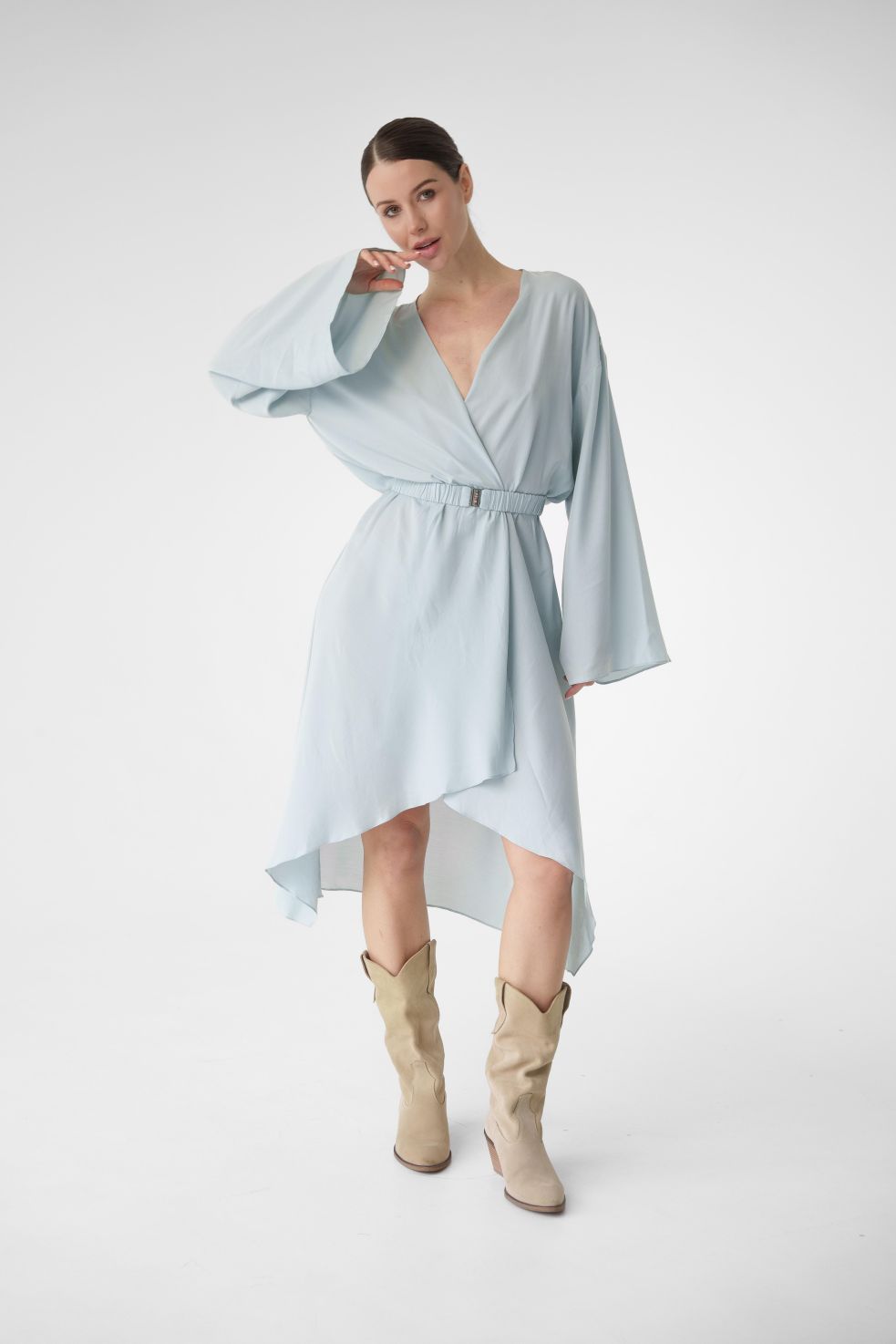 Bali Beach Robe – Lightweight Silk Viscose Cover-Up (Blue)