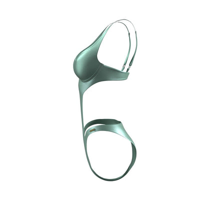 Side view of Barbados green cut-out one-piece swimsuit with adjustable straps