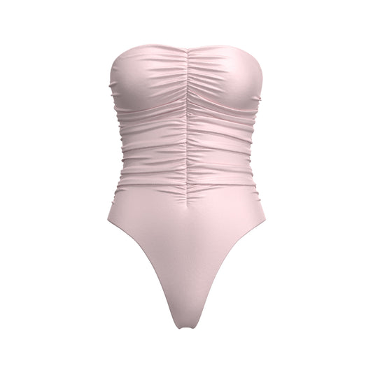 Casablanca pink strapless swimsuit – front view
