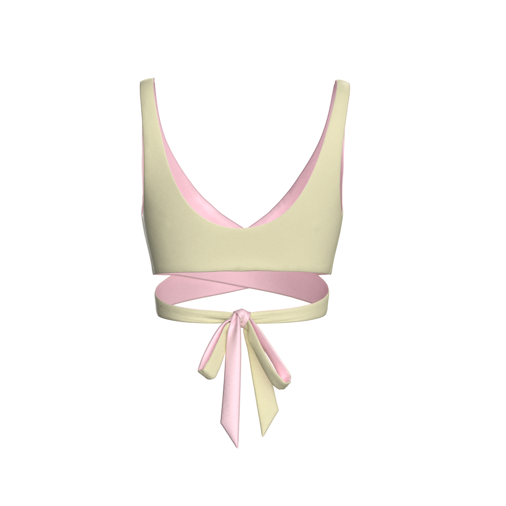 Mexico Yellow and Pink reversible bikini top, Yellow side back product view